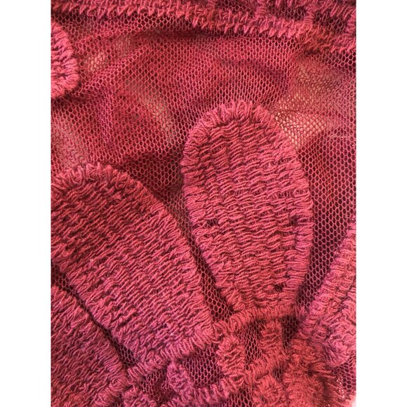 Francescas Lace Duster Kimono Cover-Up Womens OS Burgundy Boho Sheer Hippie Mesh - Picture 7 of 9